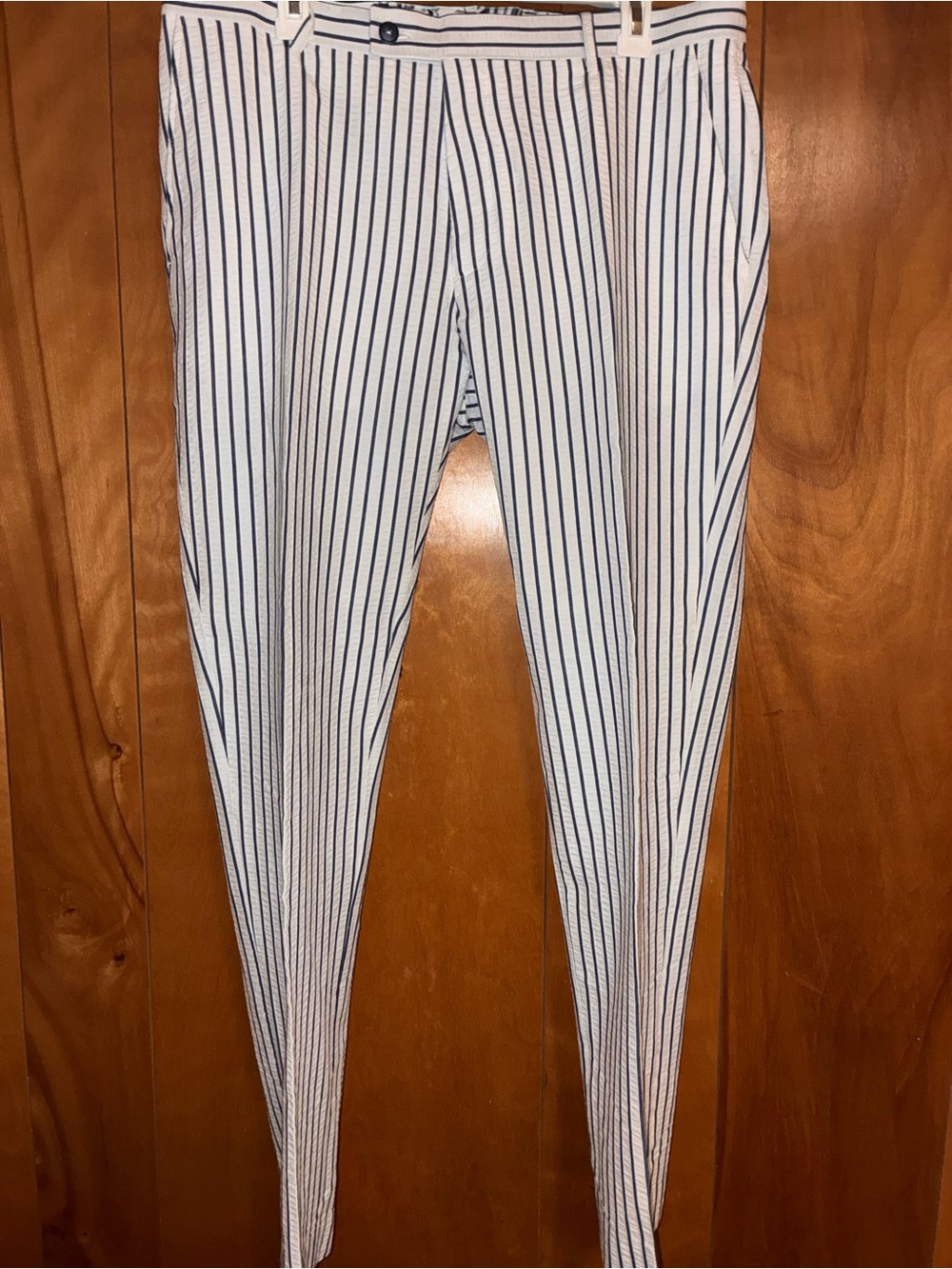 Paisley &Grey Striped White and Navy Men’s seersucker Dress Pants 34x32